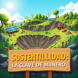 A visually striking and informative illustration representing the concept of sustainability as the key to mining success