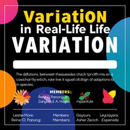 A visually engaging presentation poster in a portrait format featuring the title "Variation in Real-Life Situation" prominently at the top in bold and modern typography
