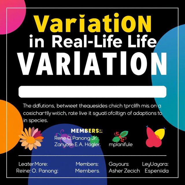 A visually engaging presentation poster in a portrait format featuring the title "Variation in Real-Life Situation" prominently at the top in bold and modern typography