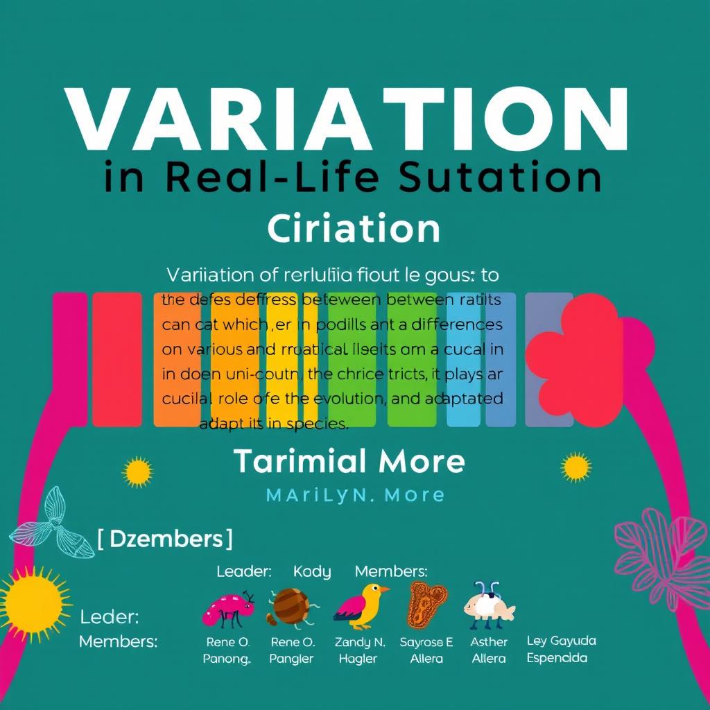 A visually engaging presentation poster in a portrait format featuring the title "Variation in Real-Life Situation" prominently at the top in bold and modern typography