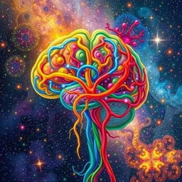 A vibrant and abstract representation of human emotions, illustrating various brain moods in a surreal style