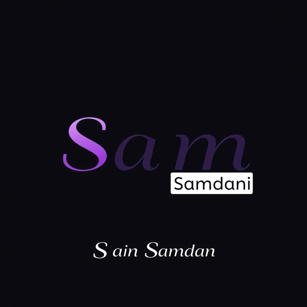 A sleek and modern logo design featuring the name 'Sam' prominently in stylish typography