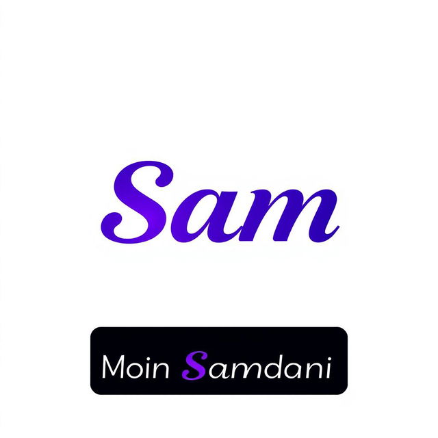 A sleek and modern logo design featuring the name 'Sam' prominently in stylish typography