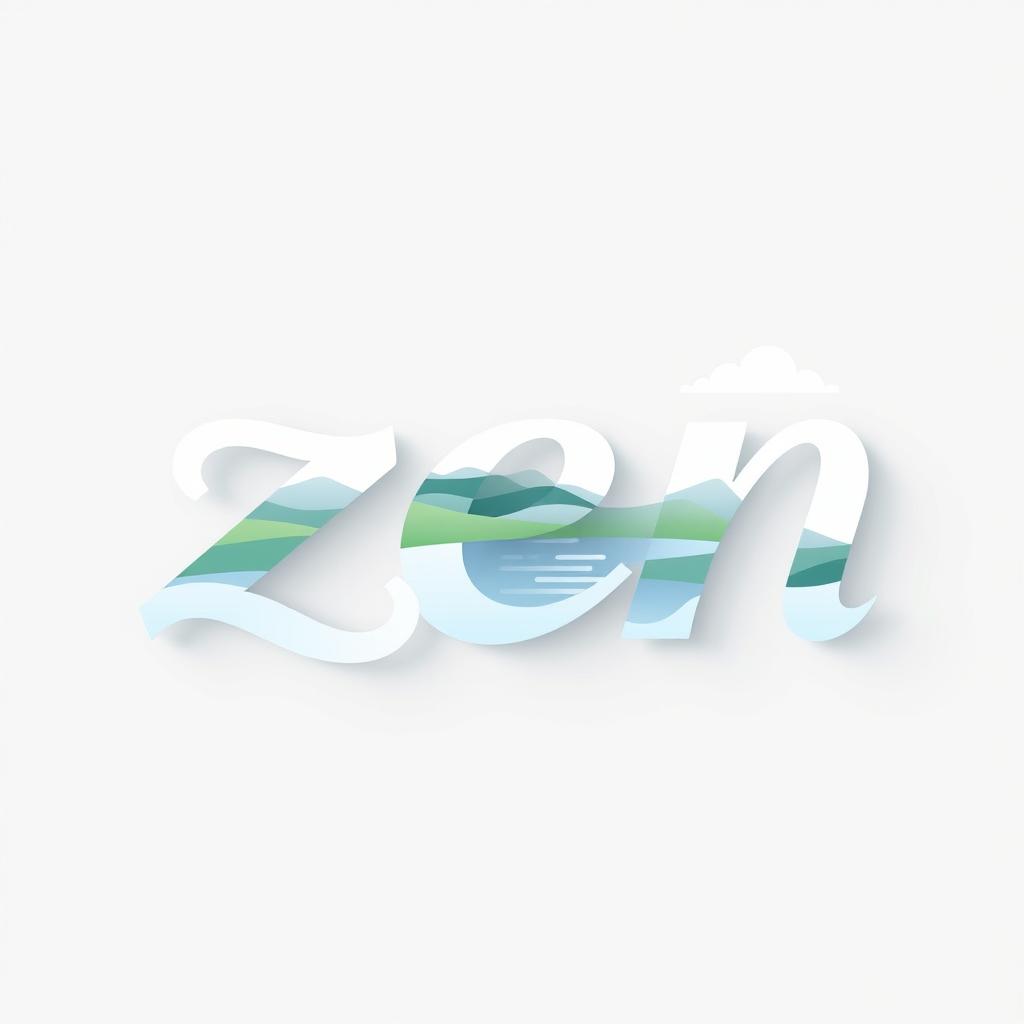 The letter 'H' is artistically integrated into the word 'zen', where the 'H' resembles a tranquil, peaceful landscape