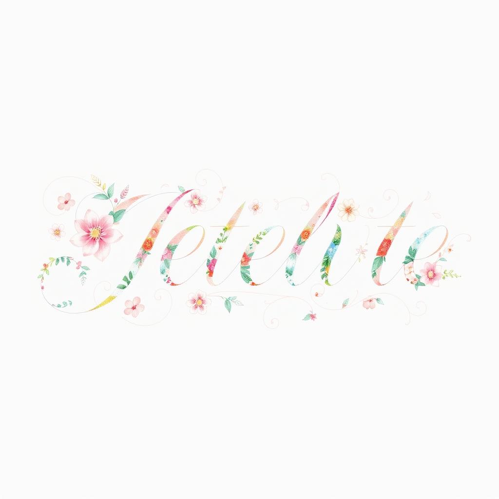 A beautifully crafted name in exquisite calligraphy, decorated with intricate floral patterns and soft watercolor washes in pastel colors