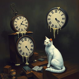 A surreal artwork inspired by Salvador Dali's 'The Persistence of Memory', featuring dark tones and a dreamlike atmosphere