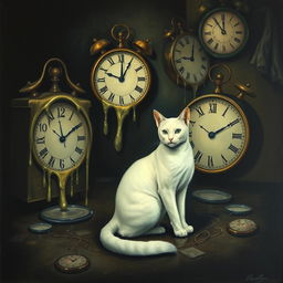 A surreal artwork inspired by Salvador Dali's 'The Persistence of Memory', featuring dark tones and a dreamlike atmosphere