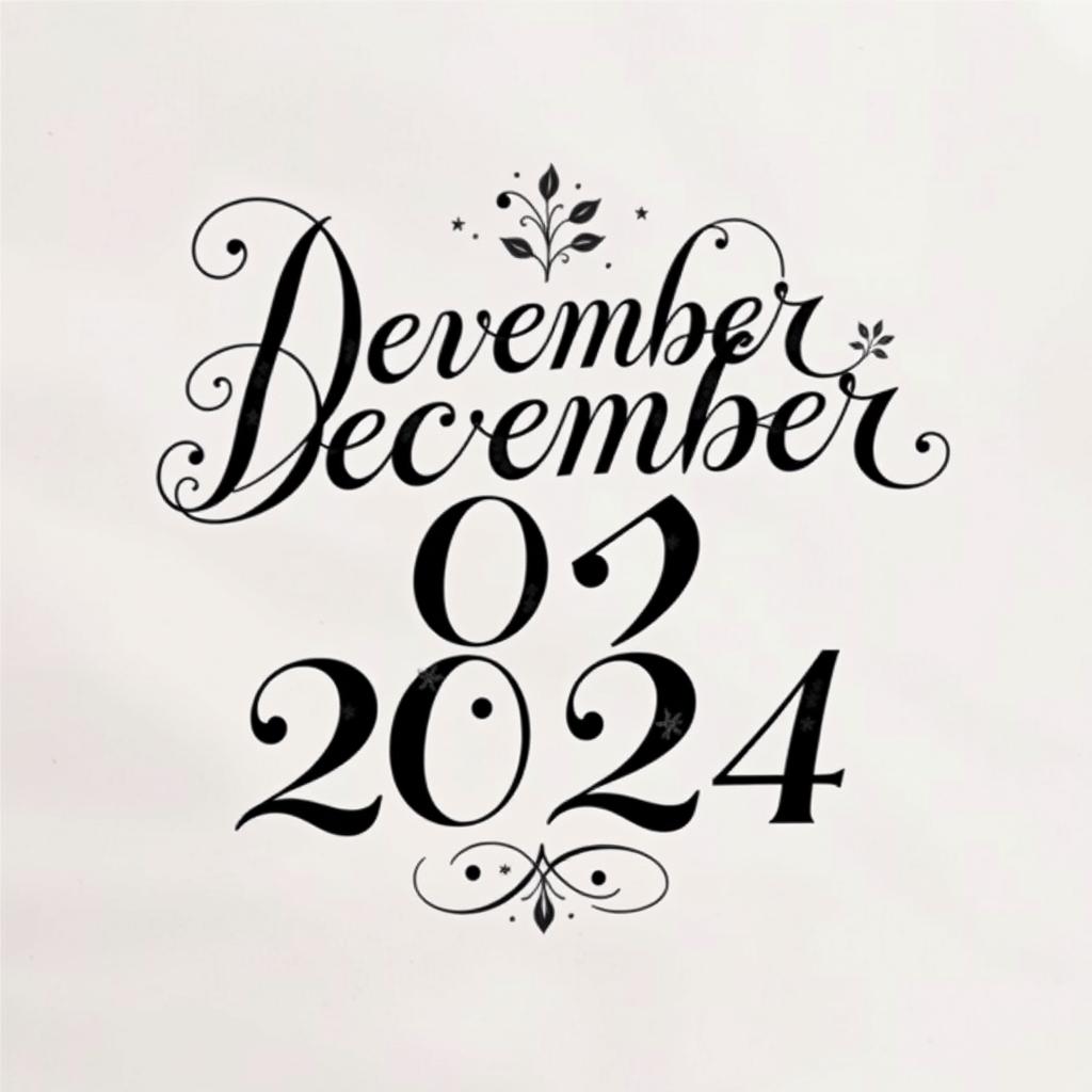 A beautiful and elegant calligraphy design featuring the date "December 04, 2024"