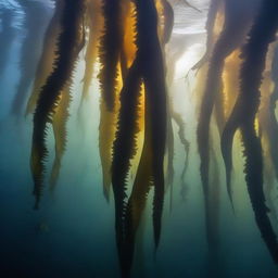 A high-resolution underwater photograph that captures the essence of a real-world Deep Kelp Forest