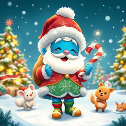 A festive and whimsical fictional Christmas character, inspired by classic holiday folklore