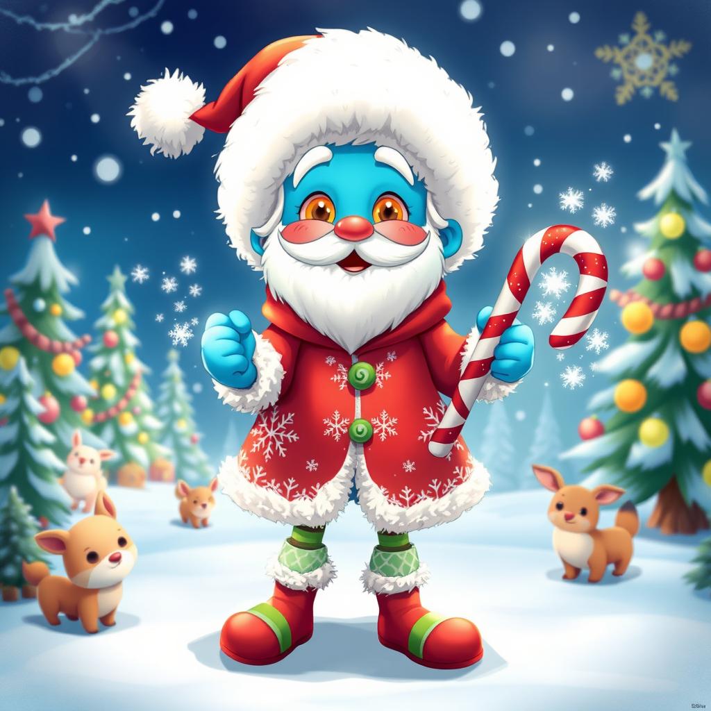 A festive and whimsical fictional Christmas character, inspired by classic holiday folklore