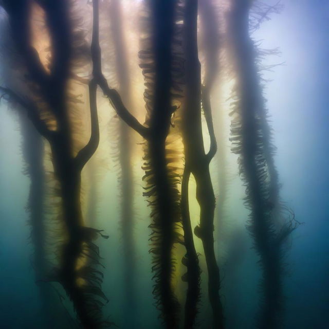 A high-resolution underwater photograph that captures the essence of a real-world Deep Kelp Forest