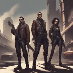 A high-quality digital art piece that portrays a rock band in a Dieselpunk setting