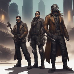 A high-quality digital art piece that portrays a rock band in a Dieselpunk setting