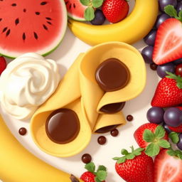 An animated image featuring small crepes measuring 5 cm, filled only with chocolate