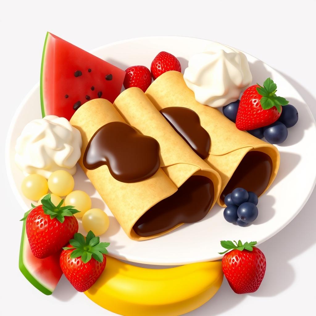 An animated image featuring small crepes measuring 5 cm, filled only with chocolate