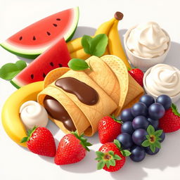 An animated image featuring small crepes measuring 5 cm, filled only with chocolate