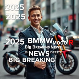 A high-quality professional thumbnail featuring the text '2025 BMW M1000 R Big Breaking News' prominently displayed