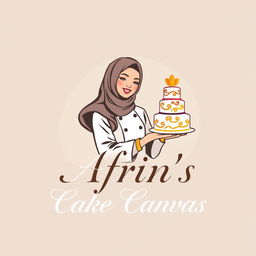 A luxurious and attractive logo design for a bakery named 'Afrin's Cake Canvas'