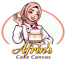 A luxurious and attractive logo design for a bakery named 'Afrin's Cake Canvas'