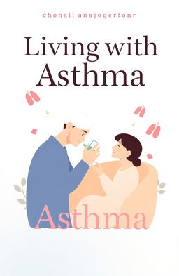 A warm and empathetic book cover design for a guide about living with asthma, depicting a caring and supportive scene