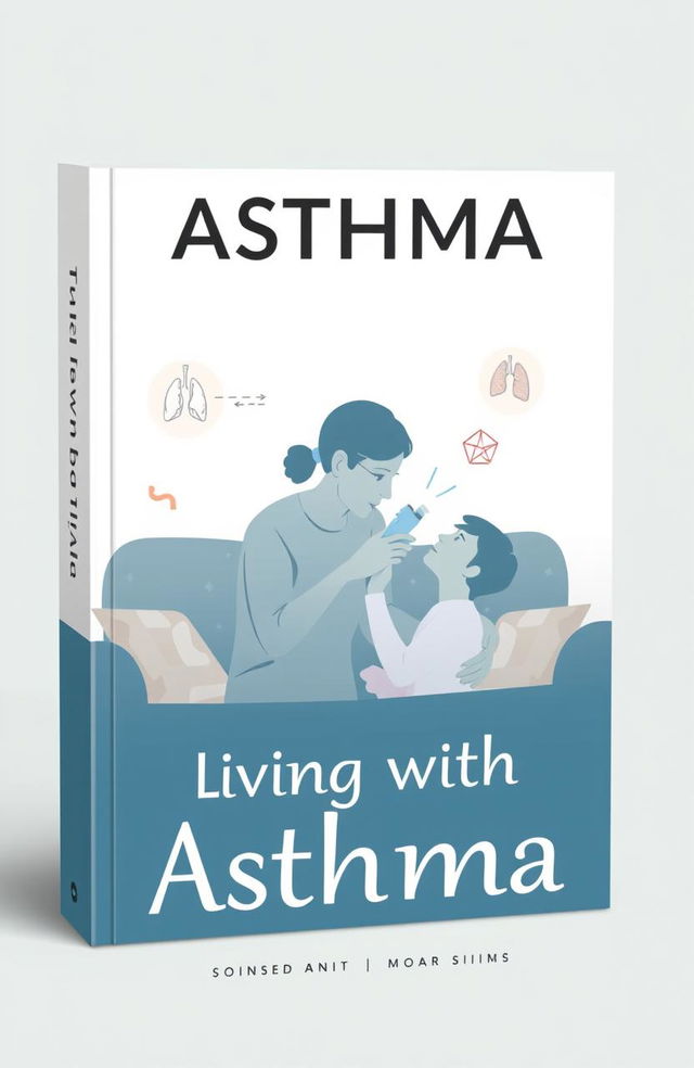 A warm and empathetic book cover design for a guide about living with asthma, depicting a caring and supportive scene