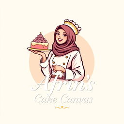 A luxurious and attractive logo design for a bakery named 'Afrin's Cake Canvas'