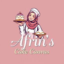 A luxurious and attractive logo design for a bakery named 'Afrin's Cake Canvas'
