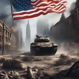 A high-quality digital art piece that imagines a world where the United States lost World War II