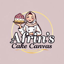 A luxurious and attractive logo design for a bakery named 'Afrin's Cake Canvas'