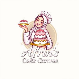 A luxurious and attractive logo design for a bakery named 'Afrin's Cake Canvas'