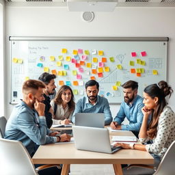 A visual representation of challenges in the workplace, featuring a diverse group of professionals in a modern office setting