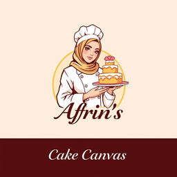 A luxury and attractive logo design for a bakery named 'Afrin's Cake Canvas'