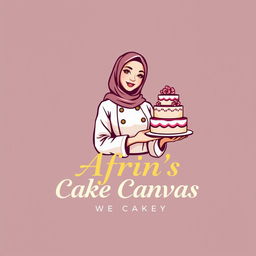 A luxury and attractive logo design for a bakery named 'Afrin's Cake Canvas'