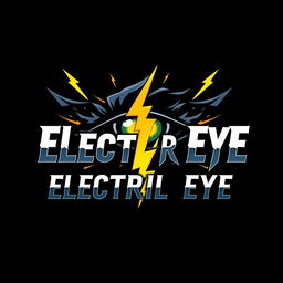 Logo design for a hard rock band named 'Electric Eye', featuring a fierce and dynamic eye symbol integrated with electric elements such as bolts and sparks, emphasizing the band's energetic and powerful vibe