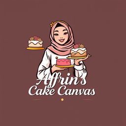 A luxurious and attractive logo design for a bakery named 'Afrin's Cake Canvas'