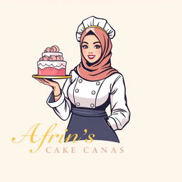 A luxurious and attractive logo design for a bakery named 'Afrin's Cake Canvas'