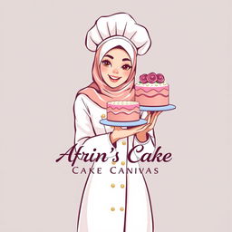A luxurious and attractive logo design for a bakery named 'Afrin's Cake Canvas'