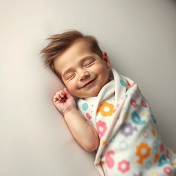 A surreal and humorous hybrid image combining an adult man's head seamlessly placed on a newborn baby's tiny body