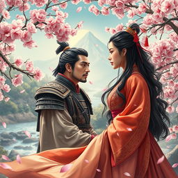 A dramatic scene depicting General Meng Yi and Princess Li in a moment of emotional intensity