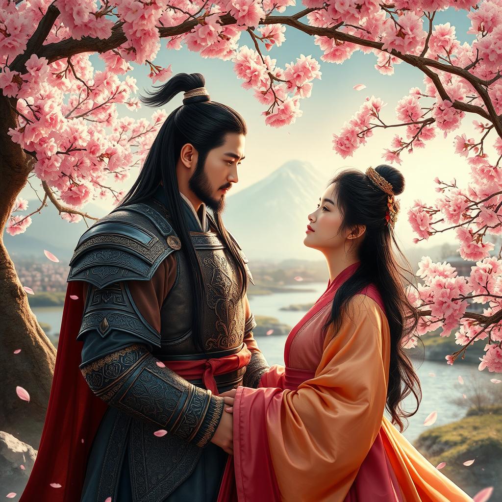 A dramatic scene depicting General Meng Yi and Princess Li in a moment of emotional intensity