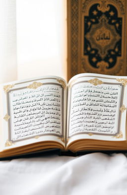 An intricately designed Islamic book written in Arabic