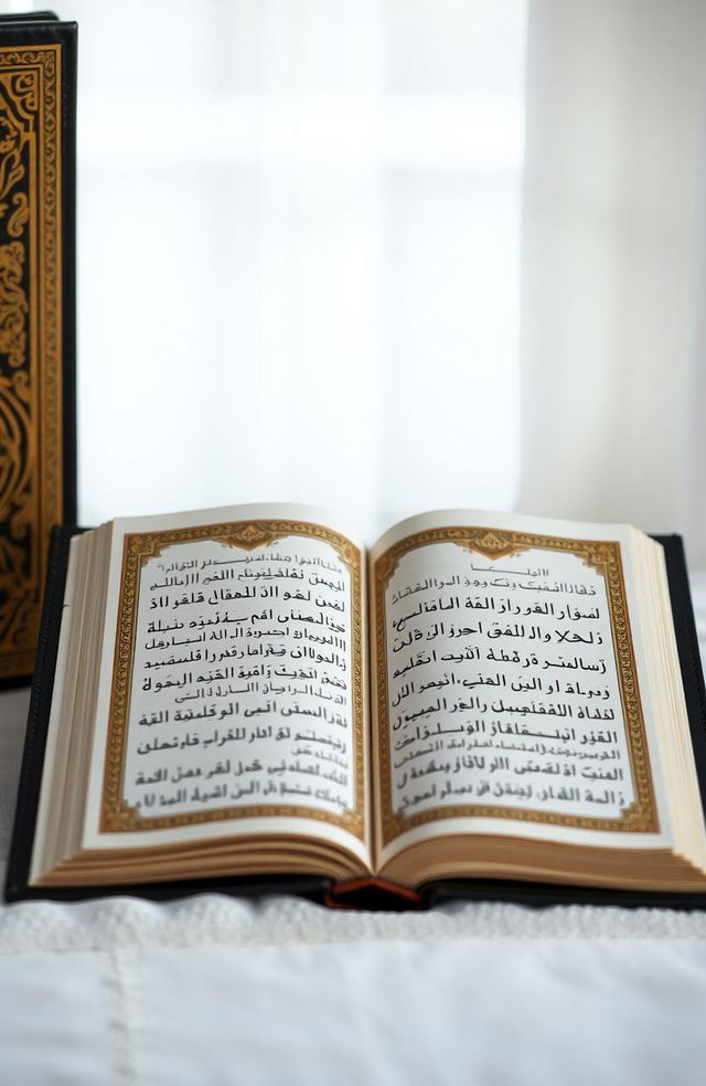 An intricately designed Islamic book written in Arabic