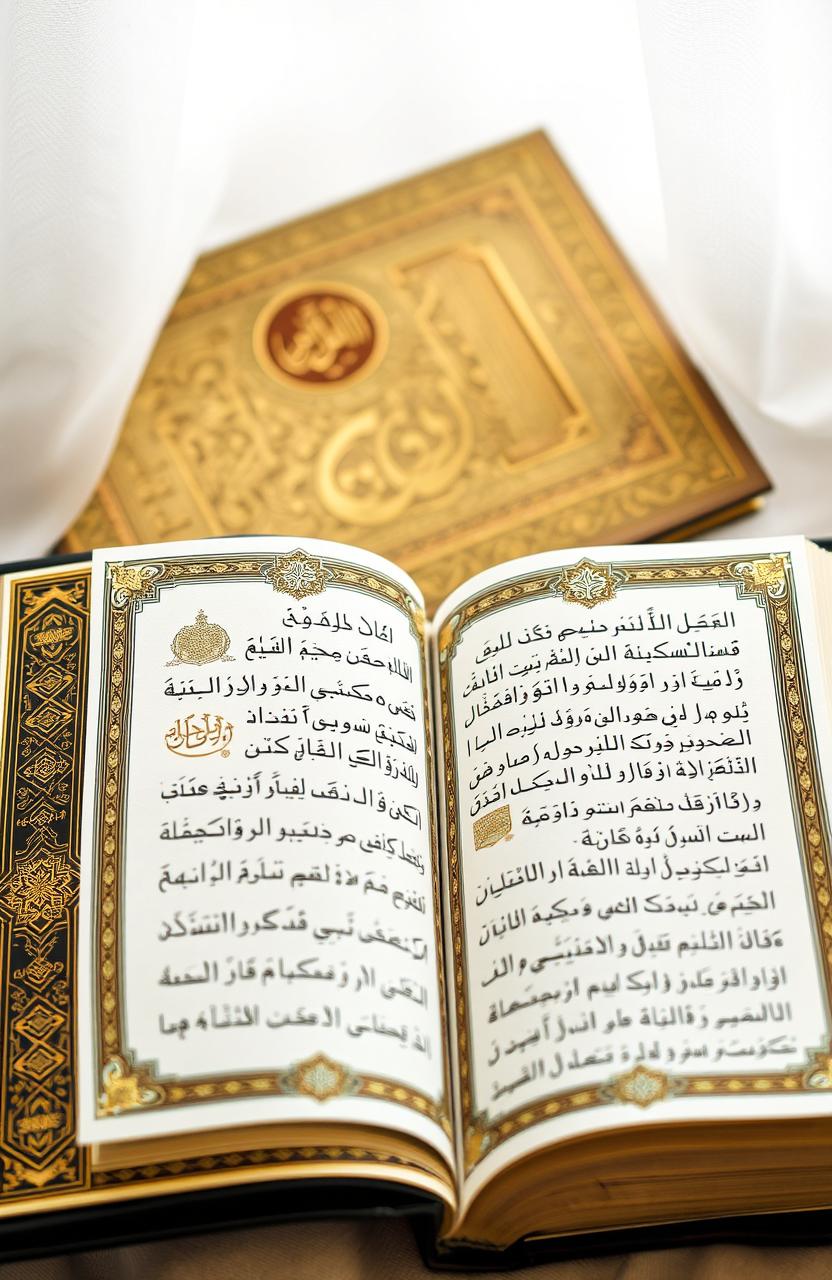 An intricately designed Islamic book written in Arabic