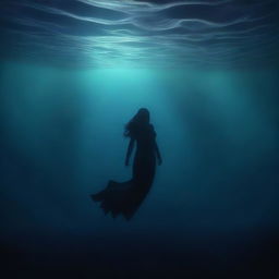 A high-quality digital art piece that illustrates a haunting, yet captivating underwater scene