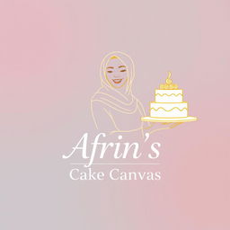 A luxury and attractive line-style logo design for a bakery named 'Afrin's Cake Canvas'