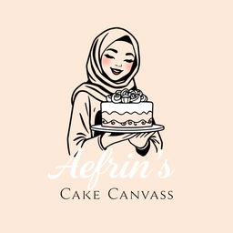A luxury and attractive line-style logo design for a bakery named 'Afrin's Cake Canvas'