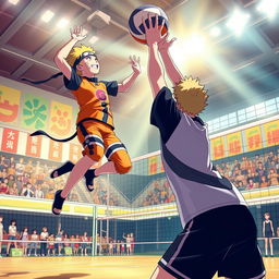A captivating and high-definition wallpaper featuring characters from Naruto animated in the style of Haikyuu