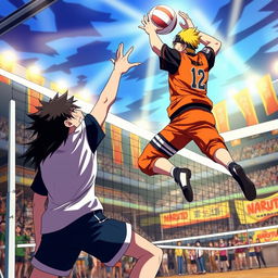 A captivating and high-definition wallpaper featuring characters from Naruto animated in the style of Haikyuu