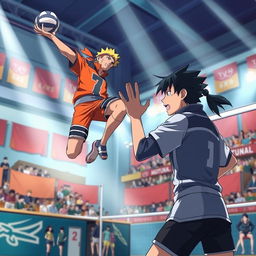 A captivating and high-definition wallpaper featuring characters from Naruto animated in the style of Haikyuu